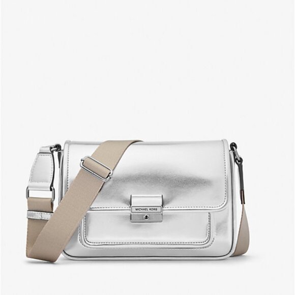 Michael Kors Bradshaw Medium Metallic Messenger Bag NWT - Picture 1 of 9